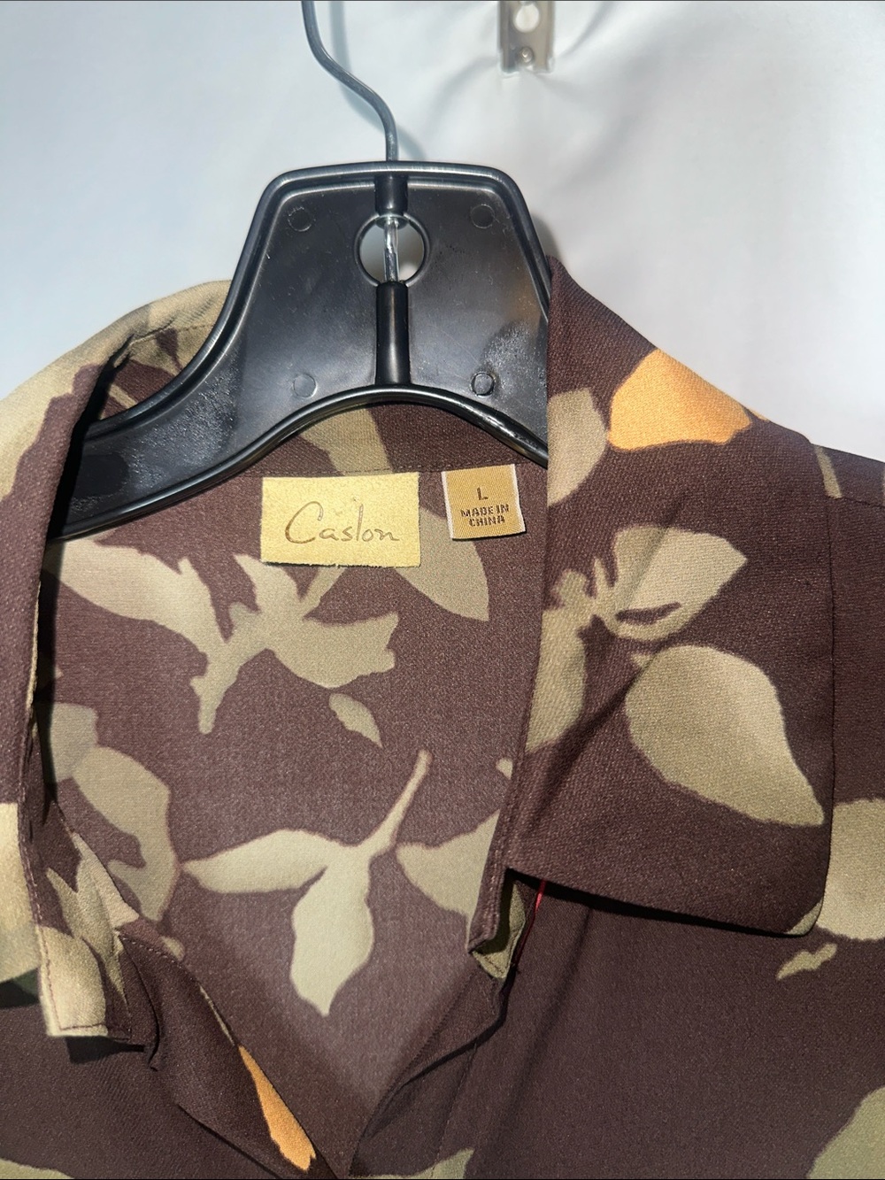 Caslon Brown Floral Button-Up Blouse with Olive and Coral Accents - Picture 2 of 6